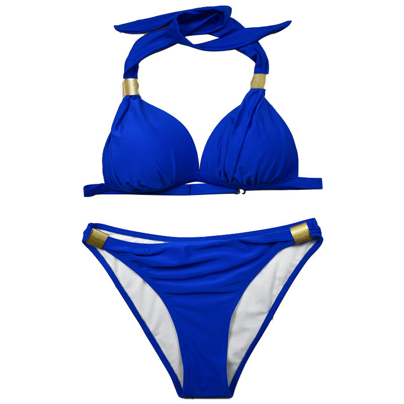 Sexy Printed Neck Bikini | Gathering & Slimming Women's Swimwear | Spa Resort Swimwear