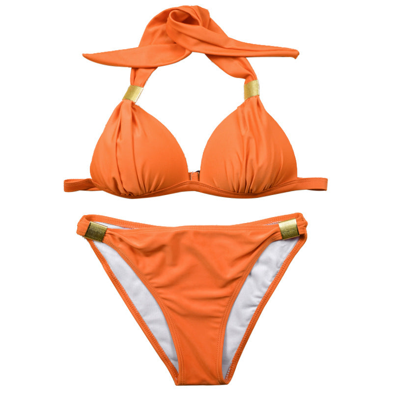 Sexy Printed Neck Bikini | Gathering & Slimming Women's Swimwear | Spa Resort Swimwear