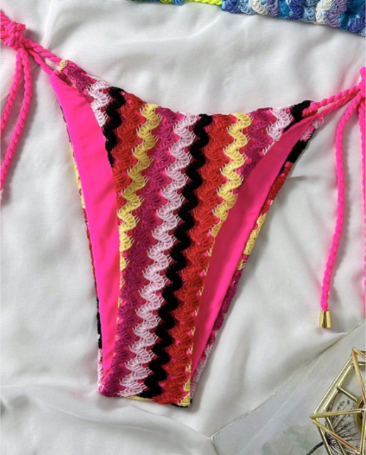 Handmade Crochet Split Bikini | Vacation Beach Strapless Swimwear | Vintage Ethnic Style Women's Swimwear