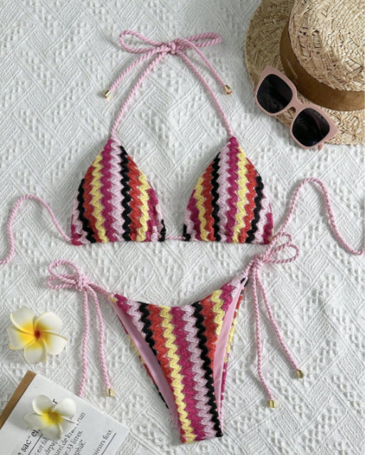 Handmade Crochet Split Bikini | Vacation Beach Strapless Swimwear | Vintage Ethnic Style Women's Swimwear