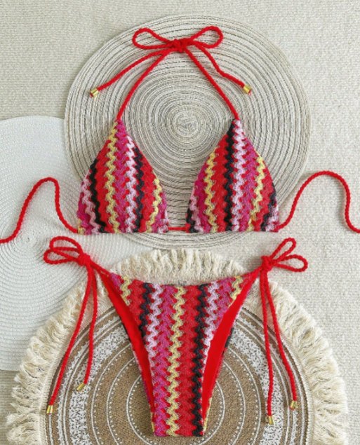 Handmade Crochet Split Bikini | Vacation Beach Strapless Swimwear | Vintage Ethnic Style Women's Swimwear