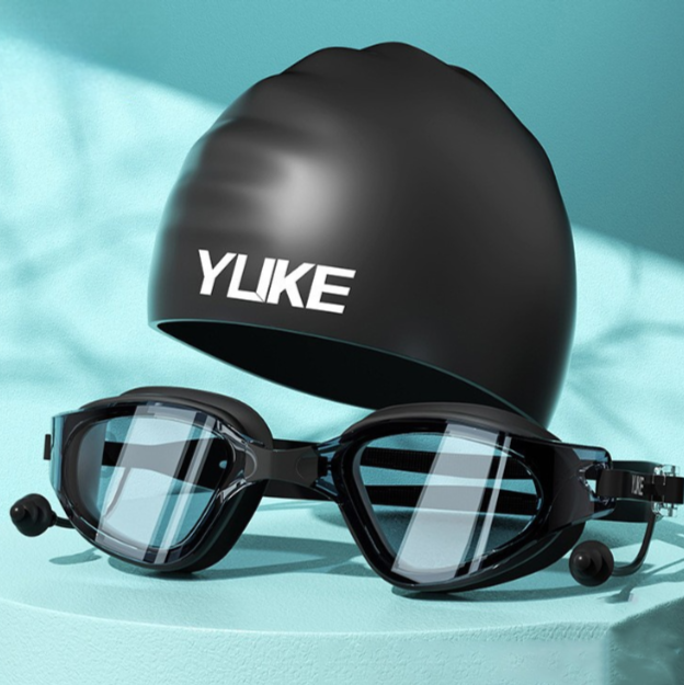 Wavejoy Adult Swim Goggles & Cap Set - Anti-Fog UV Protection Swimwear Combo