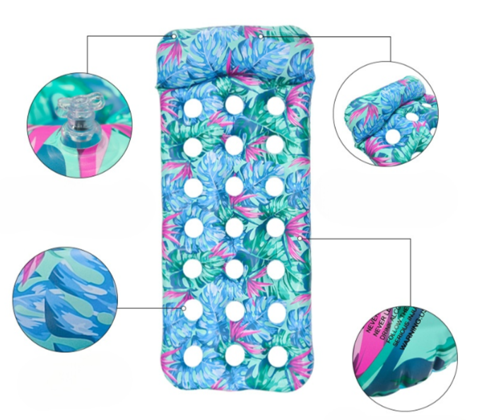 Wavejoy Tropical Leaf Inflatable Pool Lounge Mat - Hawaiian Style Water Float for Beach & Pool