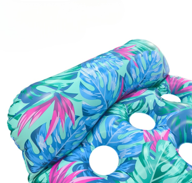 Wavejoy Tropical Leaf Inflatable Pool Lounge Mat - Hawaiian Style Water Float for Beach & Pool