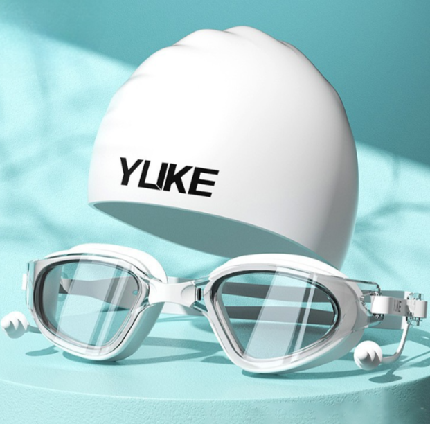 Wavejoy Adult Swim Goggles & Cap Set - Anti-Fog UV Protection Swimwear Combo