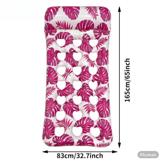 Wavejoy Tropical Leaf Inflatable Pool Lounge Mat - Hawaiian Style Water Float for Beach & Pool