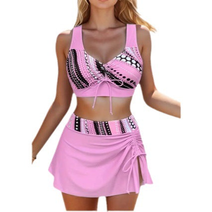 Fashion Clashing Color Split Bikini Swimsuit | Vacation Beach Spa Swimwear Two Piece | Bohemian Style Women's Swimwear