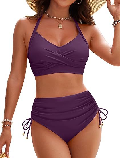 High Waist Drawstring Split Bikini | Slimming & Gathering Women's Swimwear | Spa Beach Resort Swimwear