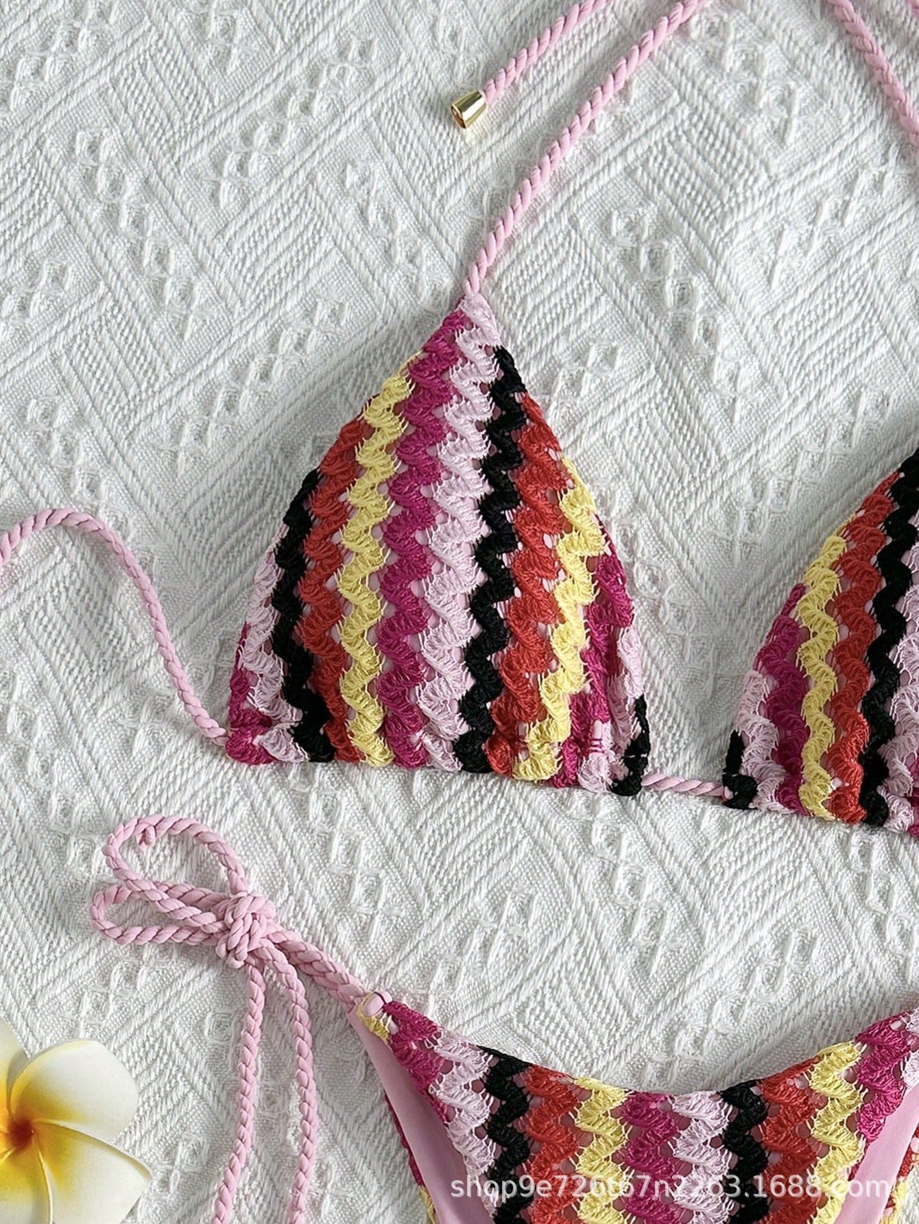Handmade Crochet Split Bikini | Vacation Beach Strapless Swimwear | Vintage Ethnic Style Women's Swimwear