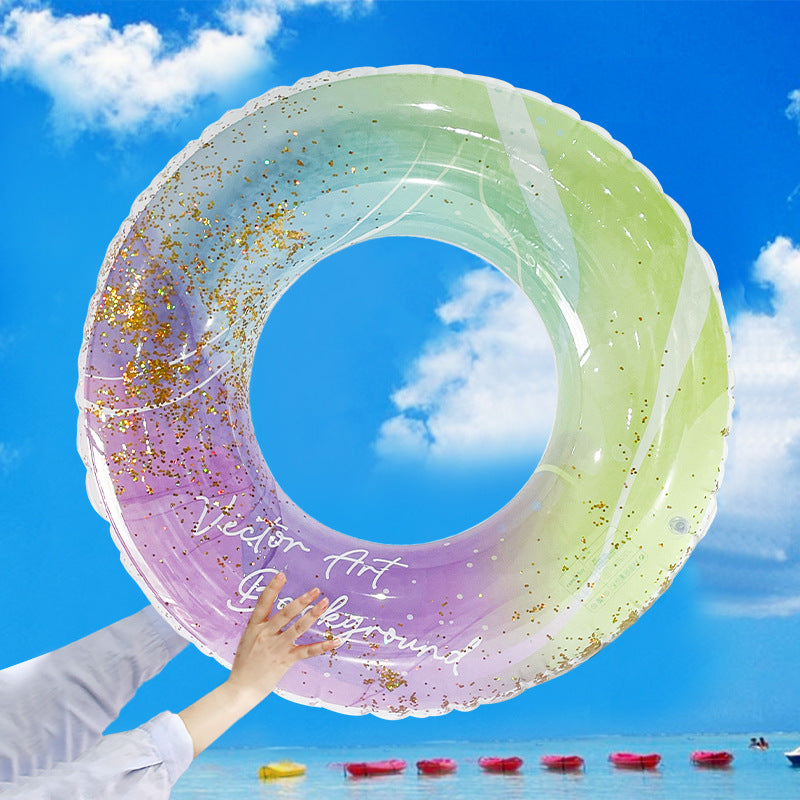 Wavejoy Thickened Artistic Gradient Glitter Pool Ring - Durable Inflatable Water Lounger