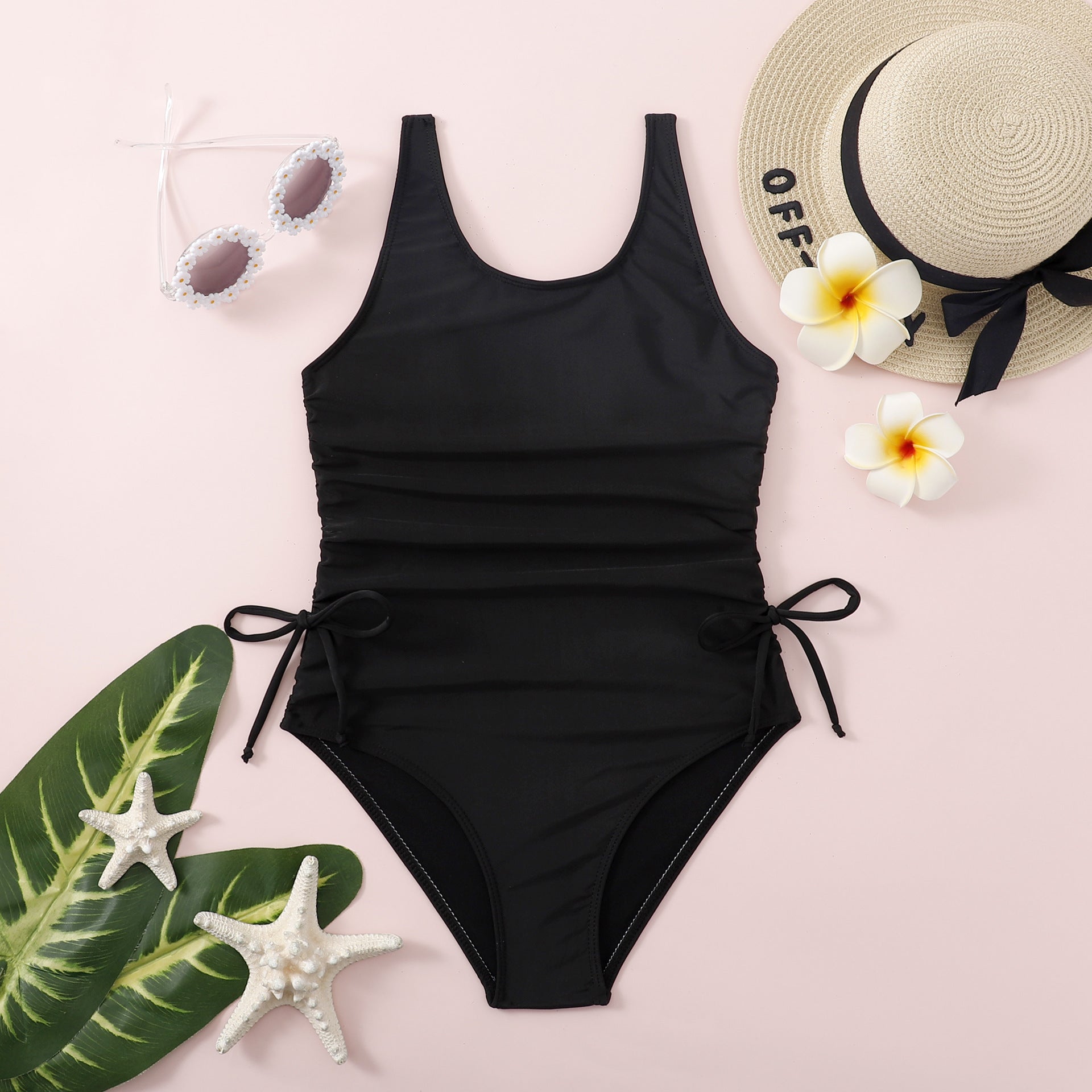 Kids Solid Color One Piece Bikini Swimsuit | Girls Skinny Swimwear | Middle & Big Kids Vacation Spa Swimwear