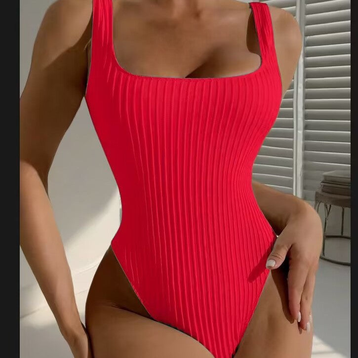 Sexy Backless One-piece Swimsuit Women | Ripple Texture Slimming Swimwear | Vacation Beach Spa Swimwear