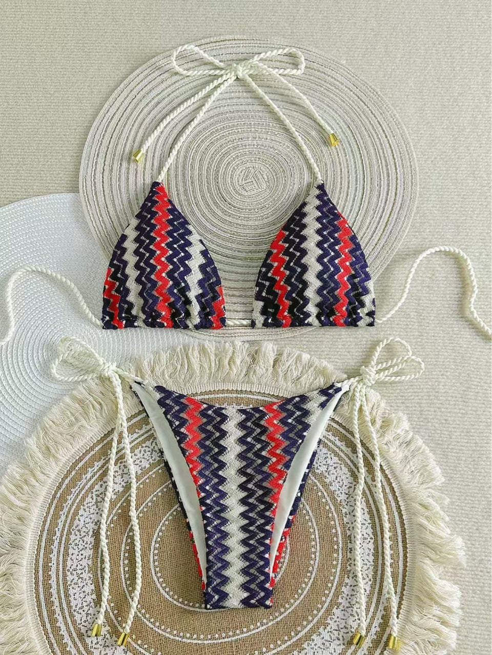 Handmade Crochet Split Bikini | Vacation Beach Strapless Swimwear | Vintage Ethnic Style Women's Swimwear