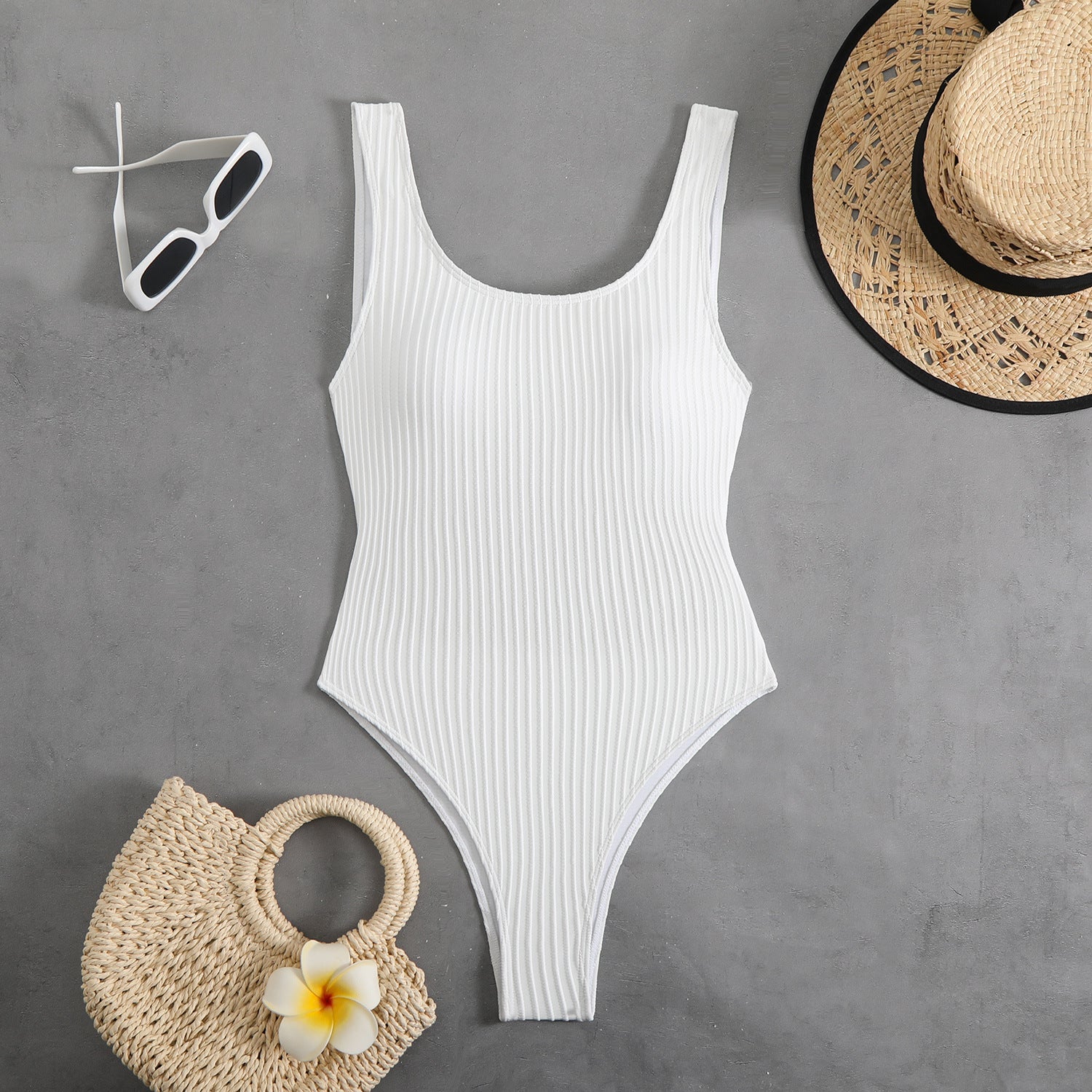 Sexy Backless One-piece Swimsuit Women | Ripple Texture Slimming Swimwear | Vacation Beach Spa Swimwear