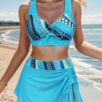 Fashion Clashing Color Split Bikini Swimsuit | Vacation Beach Spa Swimwear Two Piece | Bohemian Style Women's Swimwear