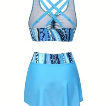 Fashion Clashing Color Split Bikini Swimsuit | Vacation Beach Spa Swimwear Two Piece | Bohemian Style Women's Swimwear