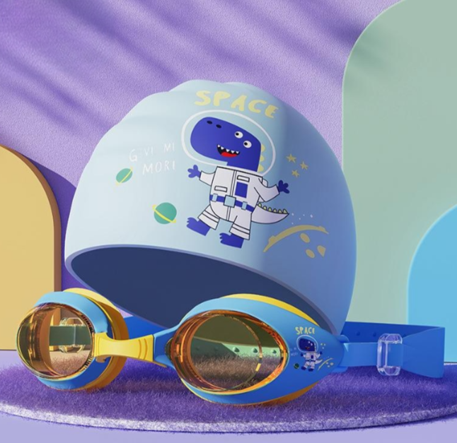 Wavejoy Kids Swim Goggles & Cap Set - HD Anti-Fog & Waterproof Children's Eyewear
