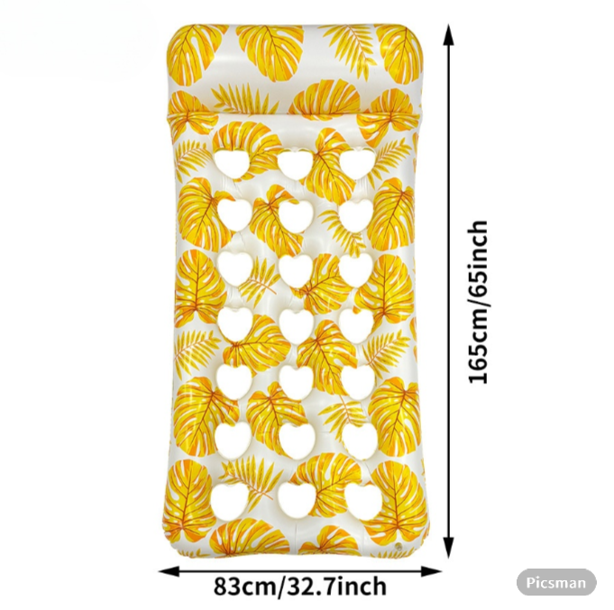 Wavejoy Tropical Leaf Inflatable Pool Lounge Mat - Hawaiian Style Water Float for Beach & Pool