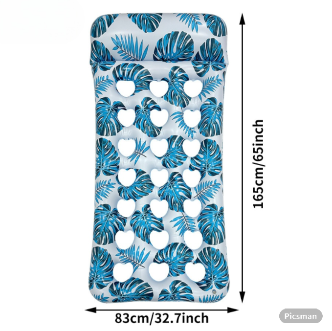 Wavejoy Tropical Leaf Inflatable Pool Lounge Mat - Hawaiian Style Water Float for Beach & Pool